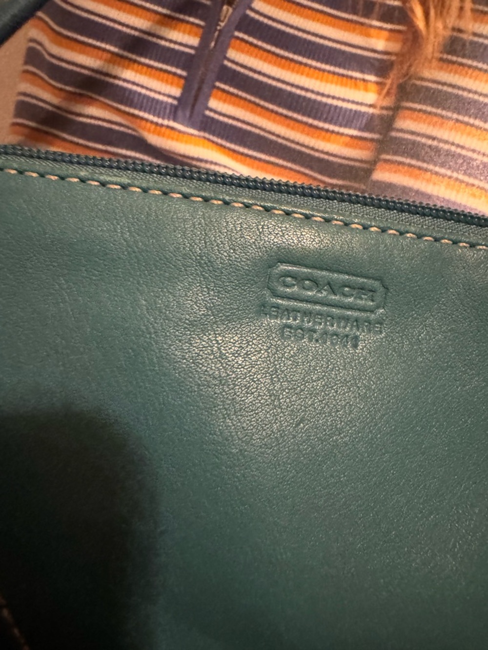 Coach Teal Leather Wristlet Bag - Picture 5 of 8